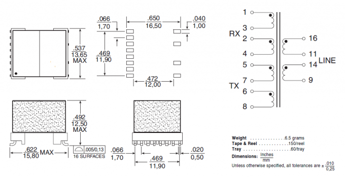 250V Switch Mode Transformer BX2932LNL For Infineon ADSL CPE Chipsets 0