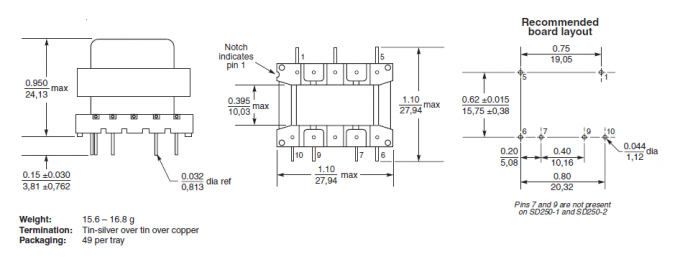 Base / Gate Driver Transformer SD250-1L THT Mount 4.0 μH Inductance 0