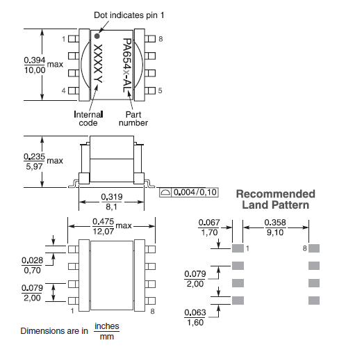 PA6547-AL Switch Mode Transformer For ADuM347x Quad - Channel Digital Isolators 0