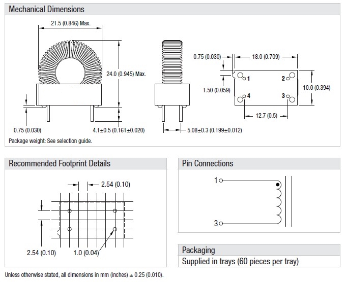 Power Line Fi Itering Common Mode Choke Low EMI 32681C 21.5*24.0*5.08mm 0