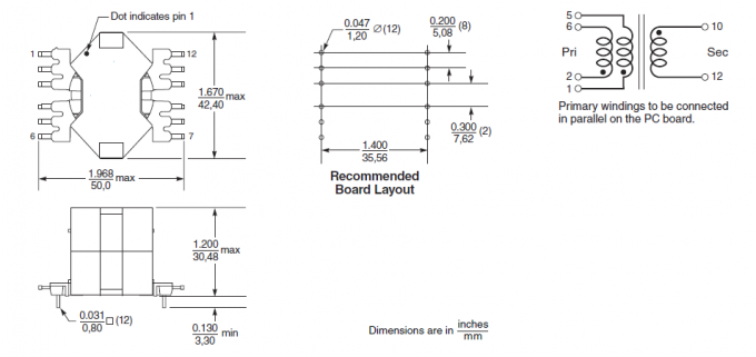 NA5814-AL / NA5919-AL SMPS Flyback Transformer For Grid-Connected Solar Microinverter 0