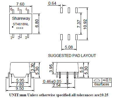 ST4618NL = HCTSM80305BAL 8mm Creepage Distance Gate Drive Transformer ...