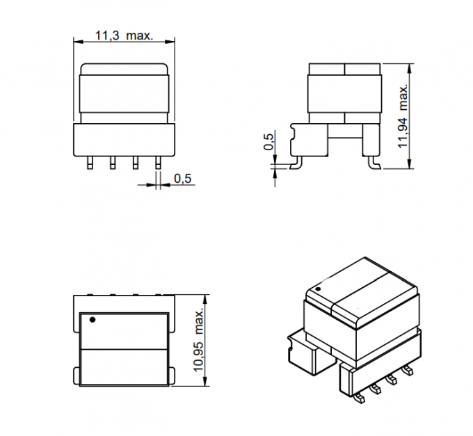 Small Component Transformer 750319497 Auxiliary Gate Drive Transformer Small Signal Transformer